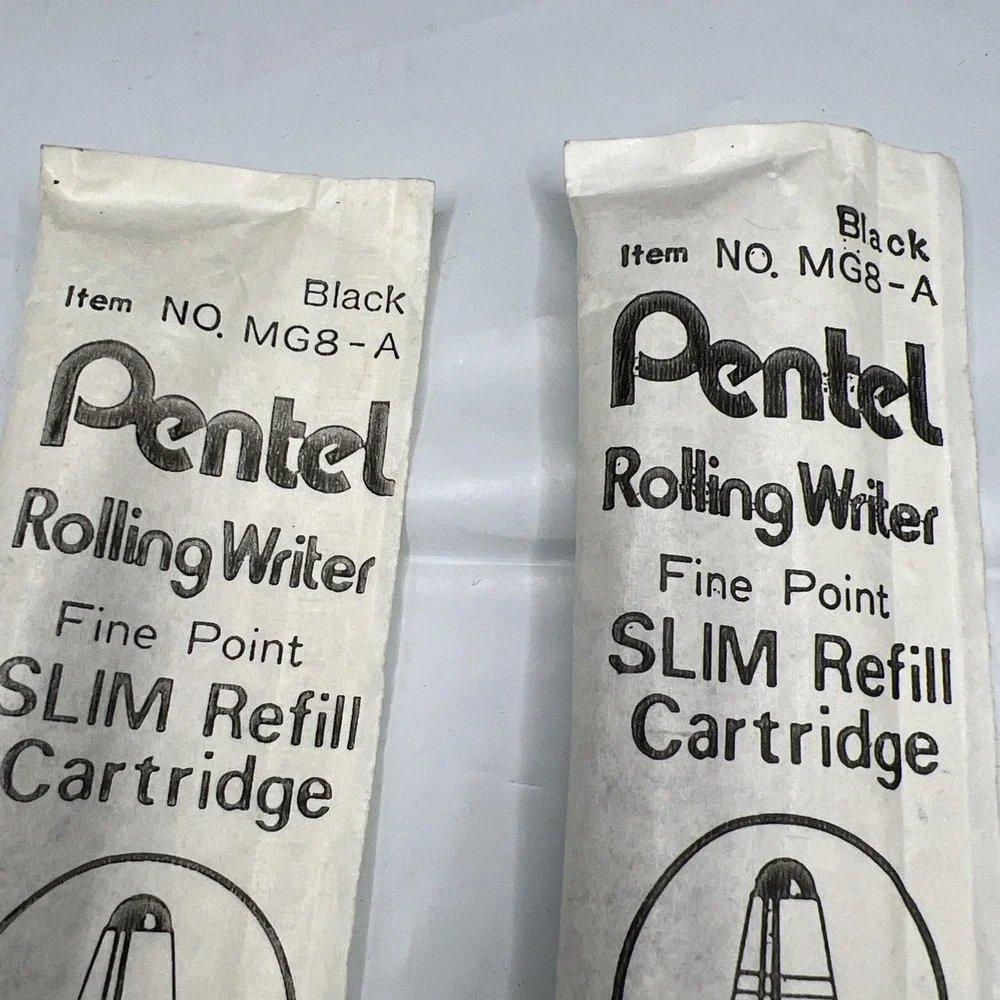 Lot of 3 Vtg Pentel Slim Rolling Writer Refills Fine Pt, 2 Black MG8-A, 1 Red B